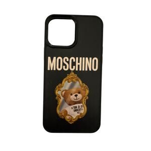 Moschino Teddy Bear Leather iPhone 13 Pro Max Case Logo Cover